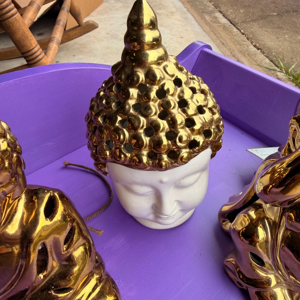 GC Naturals Gold Ceramic Buddha Figurine Set 3pc Zen Home Decor Scented Sachets - Picture 5 of 7